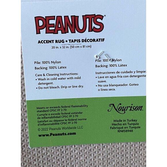 Peanuts Snoopy Christmas Holiday Joy Accent Rug Doormat Snowflakes Holiday NEW - Picture 8 of 9